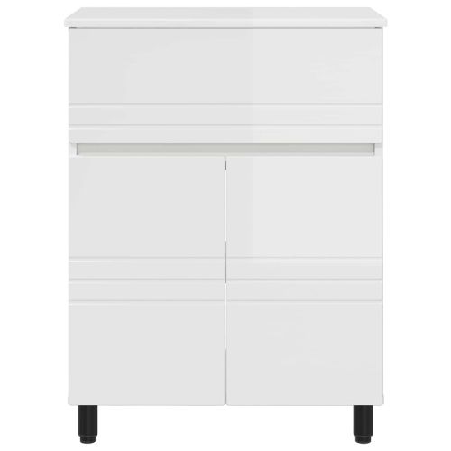 Шкаф със светло за баня Бял гланц 60 x 35 x 80 см