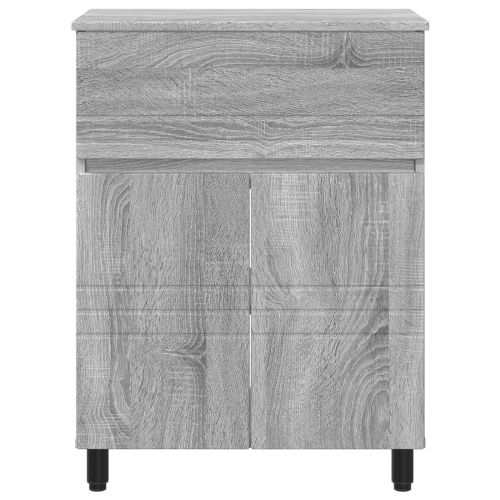 Шкаф със светло за баня Сив Сонома 60 x 35 x 80 см