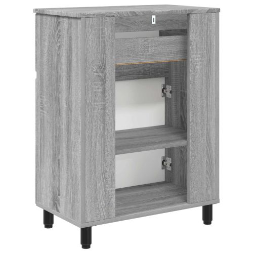 Шкаф със светло за баня Сив Сонома 60 x 35 x 80 см