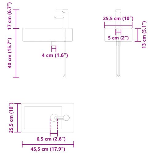 Мивка за баня със смесител Бяло 45,5 x 22,5 x 84 см