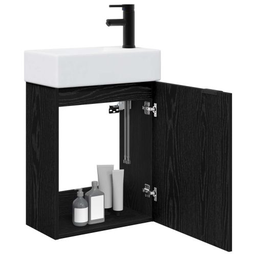 Мивка за баня със смесител Черен дъб 45,5 x 22,5 x 84 см