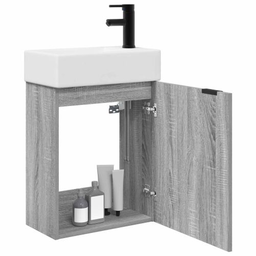 Мивка за баня със смесител Сив Сонома 45,5 x 22,5 x 84 см