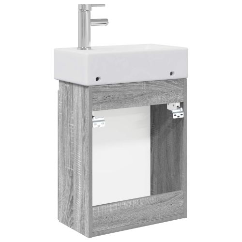 Мивка за баня със смесител Сив Сонома 45,5 x 22,5 x 84 см