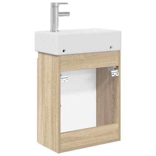 Мивка за баня със смесител Дъб сонома 45,5 x 22,5 x 84 см