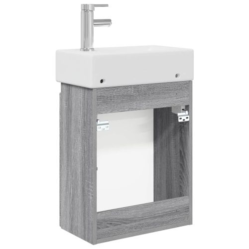 Мивка за баня със смесител Сив Сонома 45,5 x 22,5 x 84 см