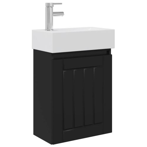 Мивка за баня със смесител Черно 45,5 x 25,5 x 84 см