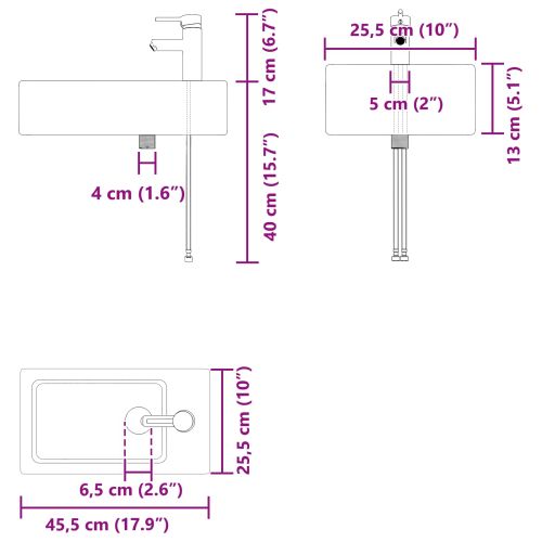 Мивка за баня със смесител Старо дърво 45,5 x 25,5 x 84 см