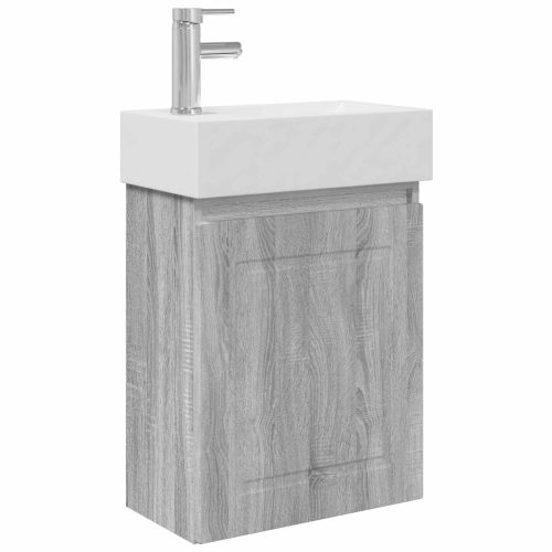 Мивка за баня със смесител Сив Сонома 45,5 x 22,5 x 84 см