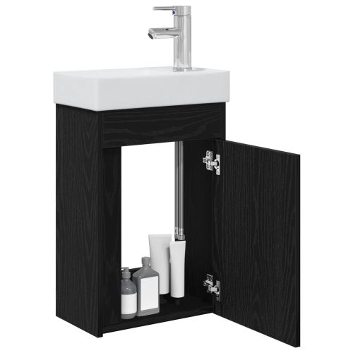 Мивка за баня със смесител Черен дъб 40,5 x 22,5 x 62 см