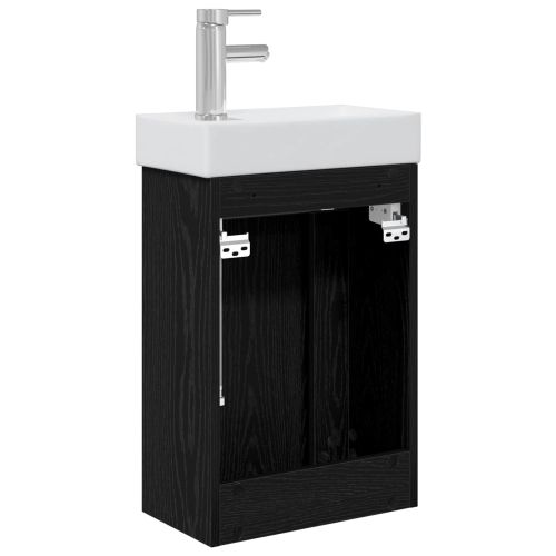 Мивка за баня със смесител Черен дъб 40,5 x 22,5 x 62 см