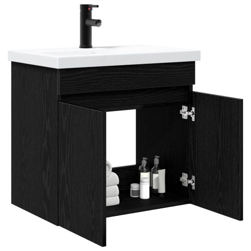 Мивка за баня със смесител Черен дъб 61 x 40 x 74,5 см