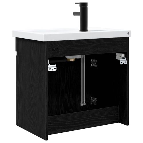 Мивка за баня със смесител Черен дъб 61 x 40 x 74,5 см
