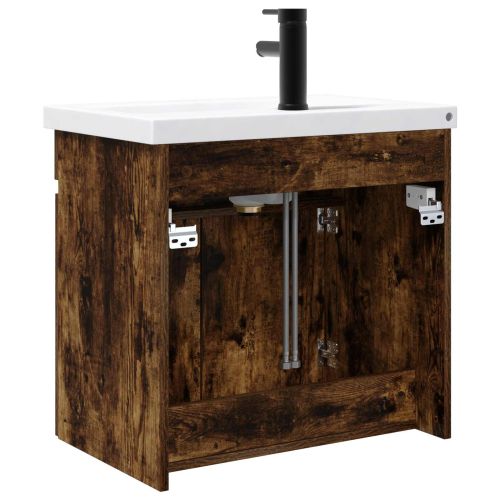 Мивка за баня със смесител Опушен дъб 61 x 40 x 74,5 см