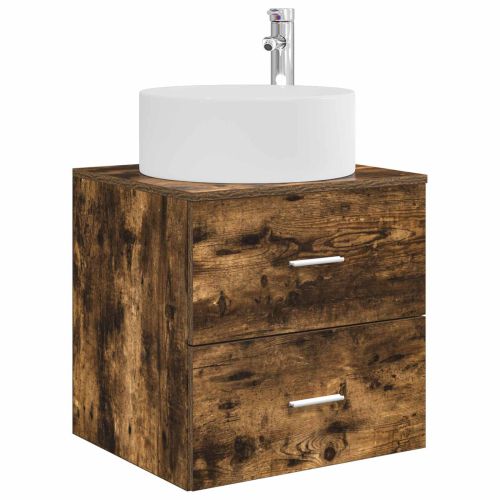 Монтирана на стена мивка и тоалетка Опушен дъб