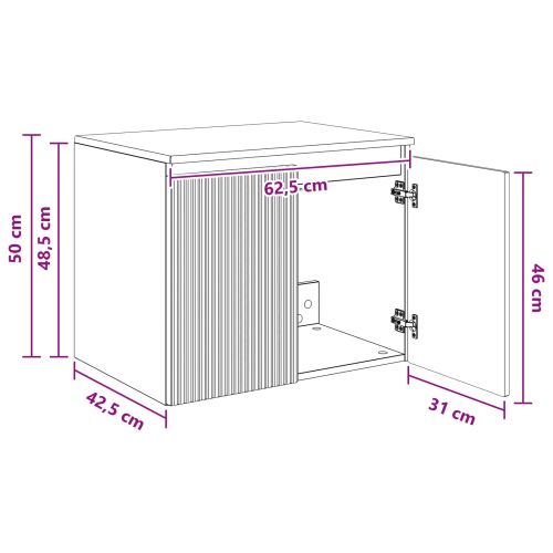 Стенно Баня Кабинет Опушен дъб 62,5 x 44,5 x 50 см