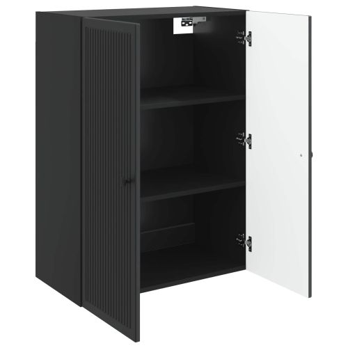 Стенно шкафче Черно 66 x 34,5 x 90 см Инженерна дървесина