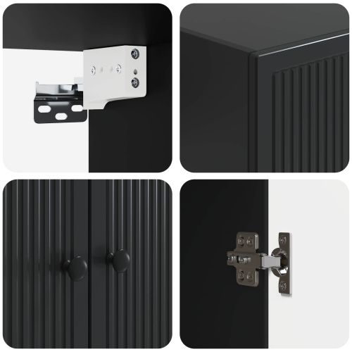 Стенно шкафче Черно 66 x 34,5 x 90 см Инженерна дървесина