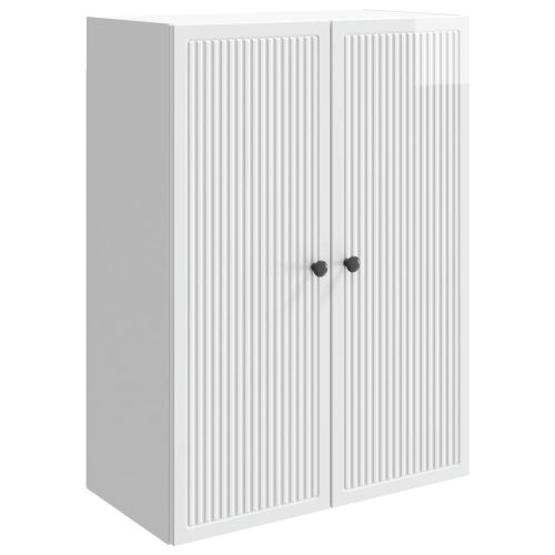 Стенно шкафче Бял гланц 66 x 34,5 x 90 см Инженерна дървесина