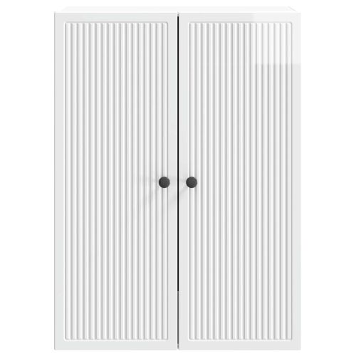Стенно шкафче Бял гланц 66 x 34,5 x 90 см Инженерна дървесина