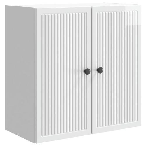 Стенно шкафче Бял гланц 59 x 31 x 60 см Инженерна дървесина