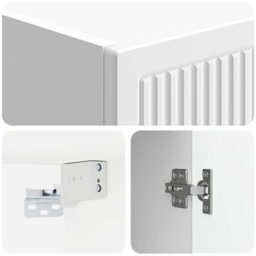 Стенно шкафче Бял гланц 33 x 34,5 x 90 см Инженерна дървесина