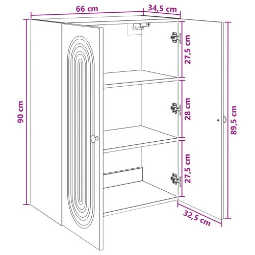 Стенно шкафче Бетонно сиво 66 x 34,5 x 90 см