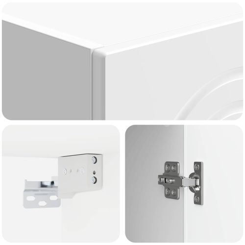 Стенно шкафче Бял гланц 33 x 34,5 x 90 см Инженерна дървесина