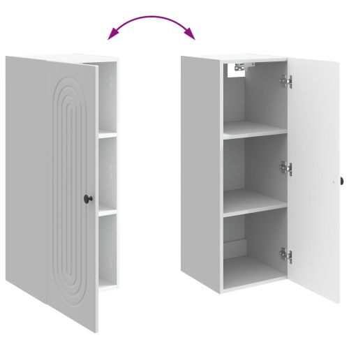Стенно шкафче Бял гланц 33 x 34,5 x 90 см Инженерна дървесина