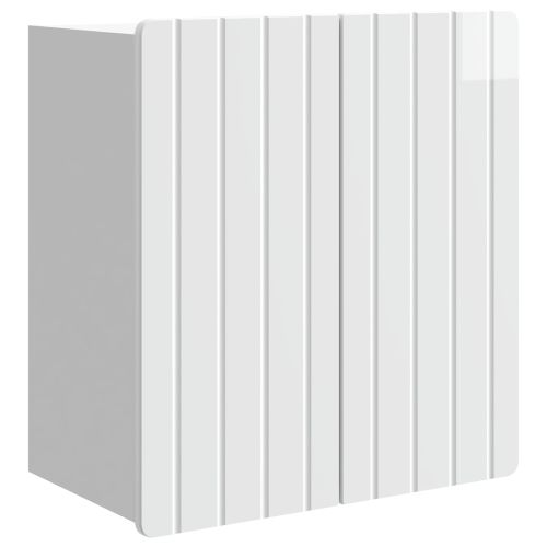 Стенно шкафче Бял гланц 59 x 31 x 64 см Инженерна дървесина