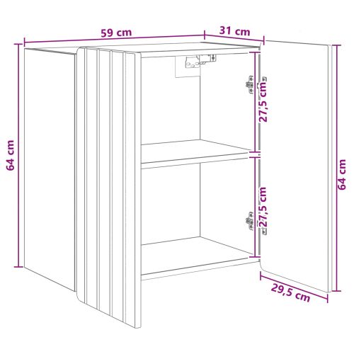 Стенно шкафче Бял гланц 59 x 31 x 64 см Инженерна дървесина