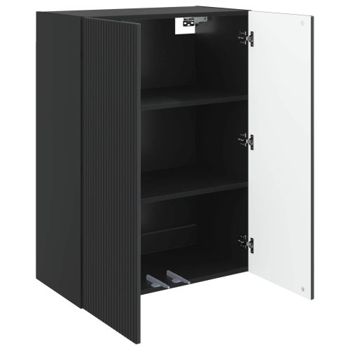 Стенно шкафче Черно 66 x 34,5 x 90 см Инженерна дървесина