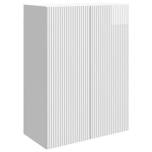 Стенно шкафче Бял гланц 66 x 34,5 x 90 см Инженерна дървесина