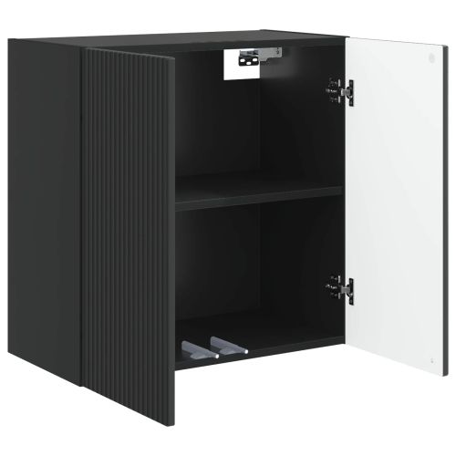 Стенно шкафче Черно 59 x 31 x 60 см Инженерна дървесина