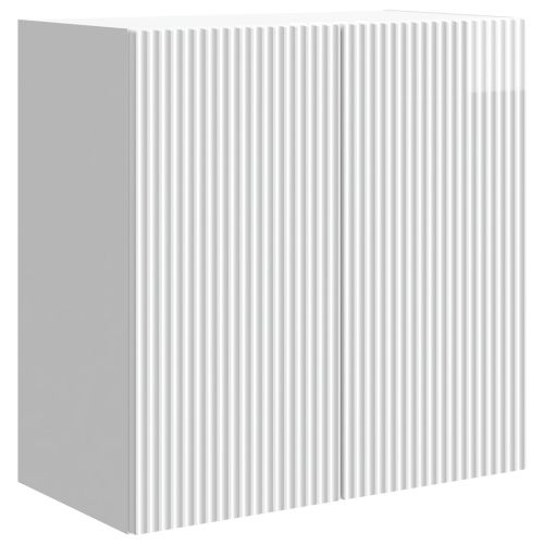 Стенно шкафче Бял гланц 59 x 31 x 60 см Инженерна дървесина