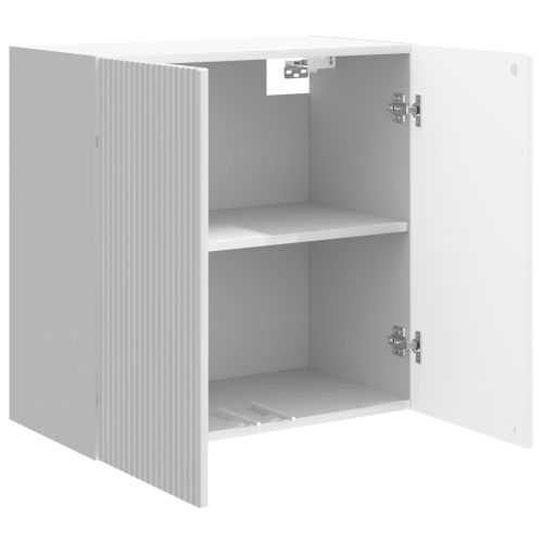 Стенно шкафче Бял гланц 59 x 31 x 60 см Инженерна дървесина