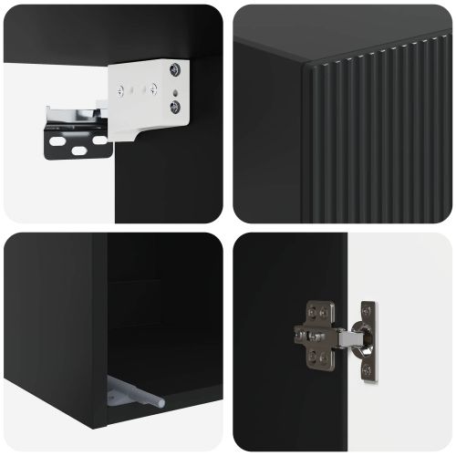 Стенно шкафче Черно 33 x 34,5 x 90 см Инженерна дървесина