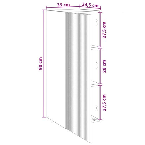 Стенно шкафче Черно 33 x 34,5 x 90 см Инженерна дървесина