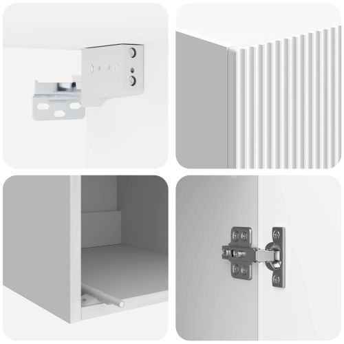 Стенно шкафче Бял гланц 33 x 34,5 x 90 см Инженерна дървесина