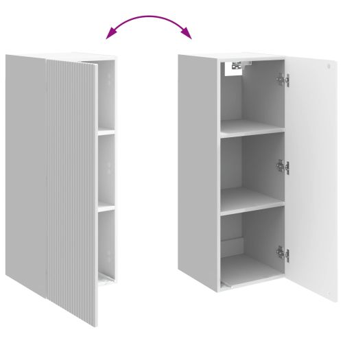 Стенно шкафче Бял гланц 33 x 34,5 x 90 см Инженерна дървесина