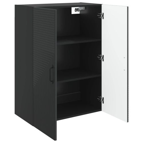 Стенно шкафче Черно 66 x 34,5 x 90 см Инженерна дървесина