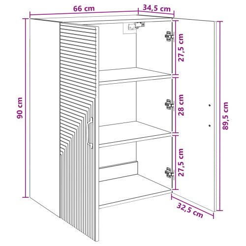 Стенно шкафче Опушен дъб 66 x 34,5 x 90 см Инженерна дървесина