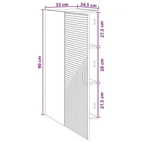 Стенно шкафче Бетонно сиво 33 x 34,5 x 90 см