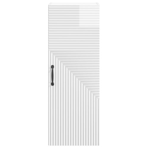 Стенно шкафче Бял гланц 33 x 34,5 x 90 см Инженерна дървесина