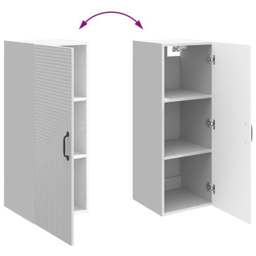 Стенно шкафче Бял гланц 33 x 34,5 x 90 см Инженерна дървесина
