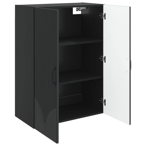 Стенно шкафче Черно 66 x 34,5 x 90 см Инженерна дървесина