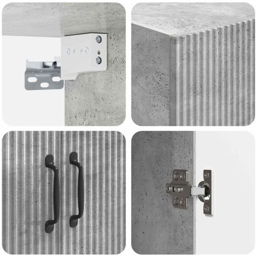 Стенно шкафче Бетонно сиво 66 x 34,5 x 90 см