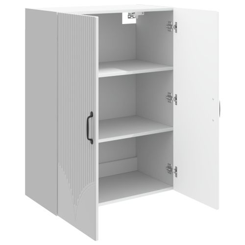 Стенно шкафче Бял гланц 66 x 34,5 x 90 см Инженерна дървесина