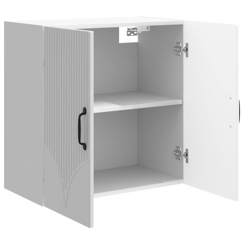 Стенно шкафче Бял гланц 59 x 31 x 60 см Инженерна дървесина
