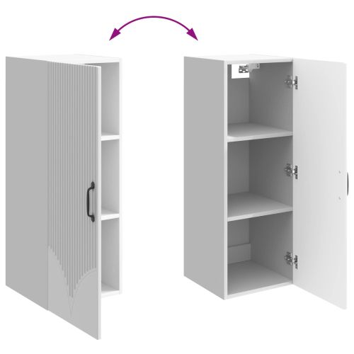 Стенно шкафче Бял гланц 33 x 34,5 x 90 см Инженерна дървесина