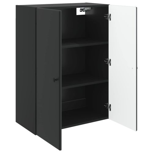 Стенно шкафче Черно 66 x 34,5 x 90 см Инженерна дървесина